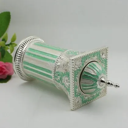 Shinny Gifts Metal Toothpick Holder Automatic Toothpick Box Enamel Toothpick Cans