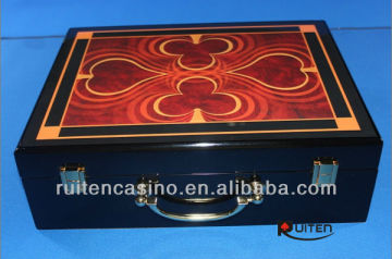 500ct black wood with design chip case casino chip case