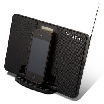 Docking Speaker, Suitable for iPod/iPhone, with 5V DC Power Adapter and 180 to 20Hz Frequency