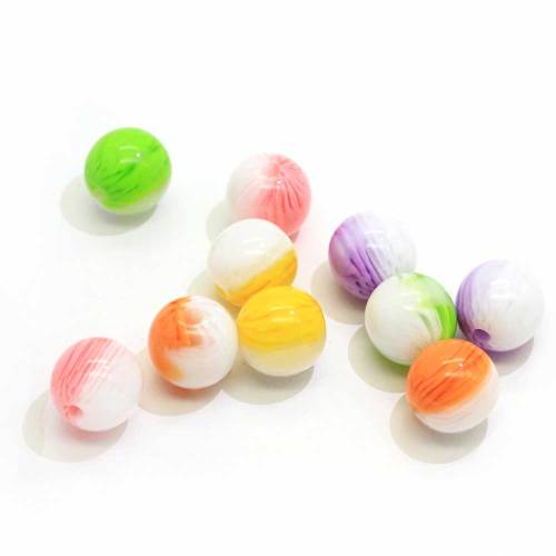 Popular Double color decorative pattern Resin Round Striped Beads Handmade Craft Decoration Bracelet Necklace Beads Charms