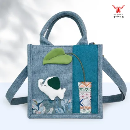 Cartoon Elephant Design Handheld Crossbody Bag