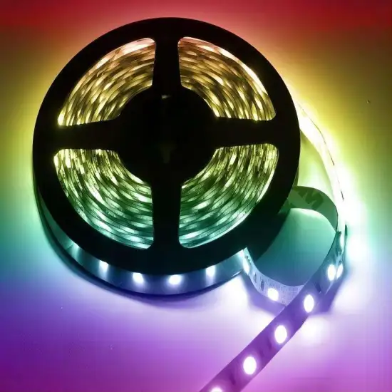 Factory Direct 5050 RGB LED Strip Light - 60 LEDs per Meter - Flexible DC 24V Color Changing Light with CE, RoHS, FCC, and ETL Certifications
