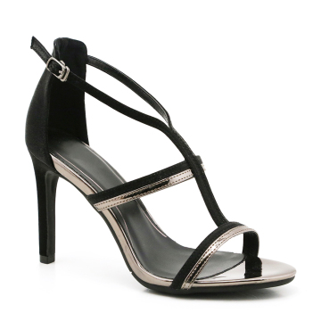 Black High Heels with Buckle for Women