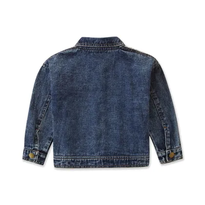 denim jacket kids blue stitching leopard print lapel jacket denim jacket for girls