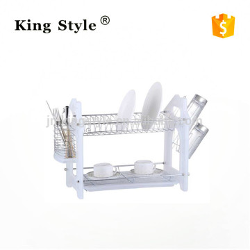 Two- Layer Iron Dish Rack / Dish Drainer With PP Plastic Tray For Kitchen(KSD009)