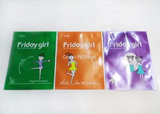 Laminated Cosmetic Packaging Bags , Custom Pearl Ink Face Mask Bag