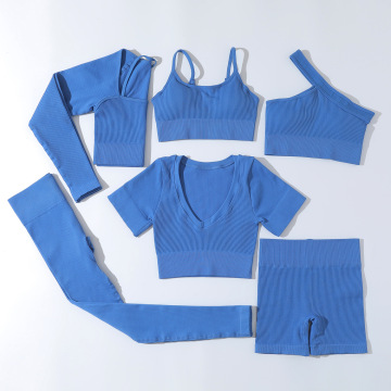 Custom Logo 6 Pcs Sportswear Activewear Gym Suit Yoga Set for Women
