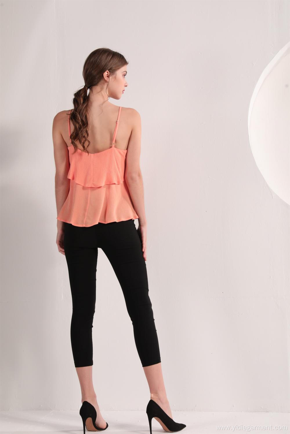 Women's Peach Color Founce Top