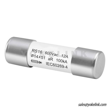 Elektromos hengeres kerámiacső biztosítékcsatlakozó RS16 AR Type 14 * 51mm 12A 600VAC 100kA