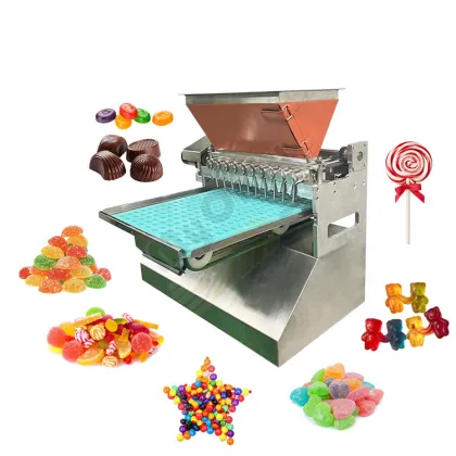 Table Top Jelly Bear Candy Making Machine with Rainbow Swirl Lollipop and Pop Rocks Pectin Depositor