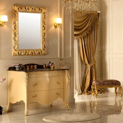 Fashion Style Wooden Frame Marble Countertop Bathroom Cabinet Combination