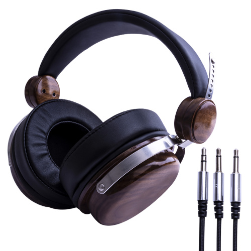 Fones de ouvido de alto -falante dinâmico de madeira preta de Walnut Wood HiFi de 50 mm