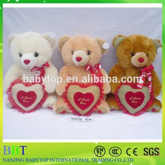 valentine's day plush teddy bear toy,teddy bear with red heart plush toy