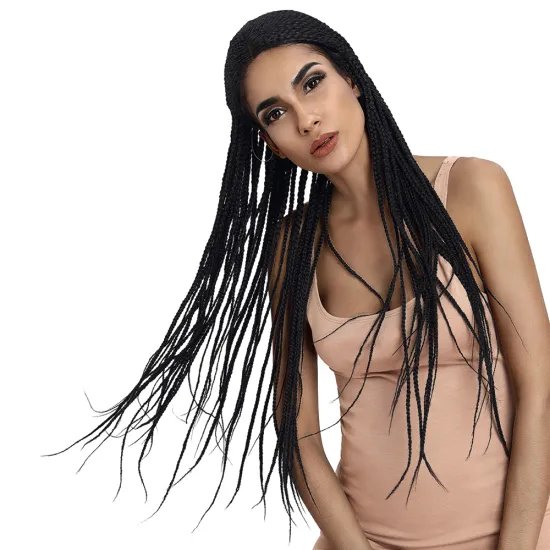Noble gold new Magic lace front braided wigs with baby hair for black women 33 inches high heat fiber african braided wig
