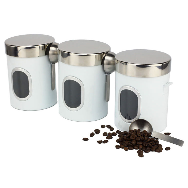 white coating kitchen canister