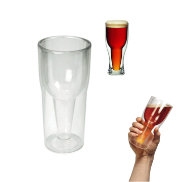 Upside Glass Bottle Shape Double Wall beer mug