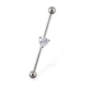 Industrial Straight Barbell mit Herz Edelstein