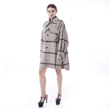 Fashion shirt style cashmere wool coat