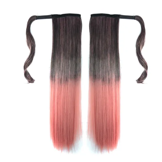 Hot Sale Product Ombre Color Detachable Ponytail Hairpiece Wrap Around Private Label Straight Ponytail Extensions Synthetic Hair