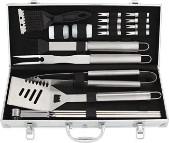 Stainless Steel Camping BBQ Tool Set: Comprehensive 20-Piece Barbecue Accessory Kit
