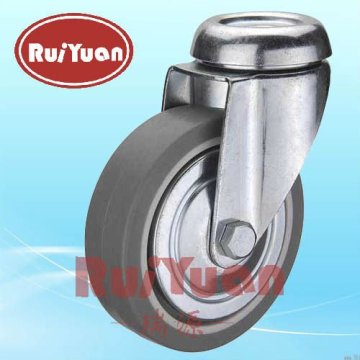 Light-duty European type indoor bolt hole swivel Thermoplastic rubber wheel caster