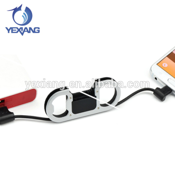 2017 Bottle Opener Keychain Data Cable Portable USB Charging Cord for Smart Phone