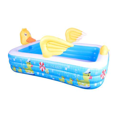 P&D 2021 New Design Yellow Duck rectangle paddling pool splash pool swimming outdoor adult kids inflatable child pool