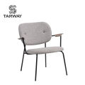 Classic Design Fabric Back Metal Leg Hotel Restaurant Upholstered Seat Dining Chair For Rest
