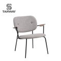 Classic Design Fabric Back Metal Leg Hotel Restaurant estofado cadeira de jantar para descanso