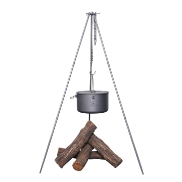 Boundless Voyage Sturdy Titanium Tripod Campfire Grill for Portable Camping