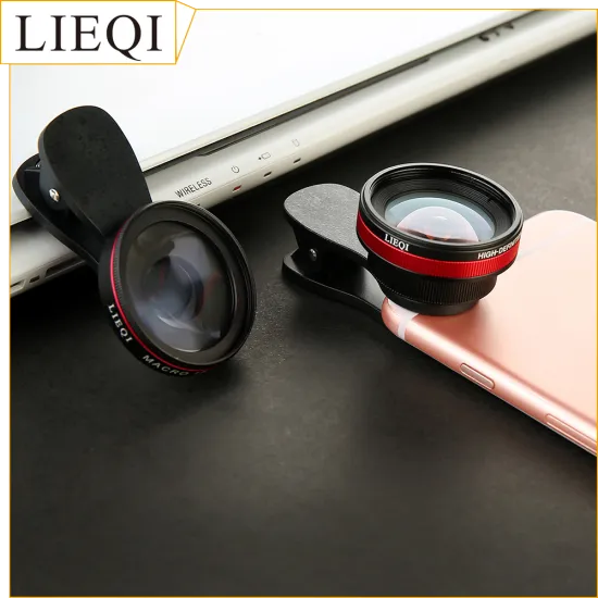 2 IN 1 phone camera lens,LIEQI undistorted 0.6x wide angle+15x macro,HD cellphone lens