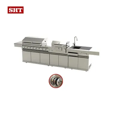 Popular Outdoor Kitchen Cabinet BBQ Gas Grill for Family Gathering