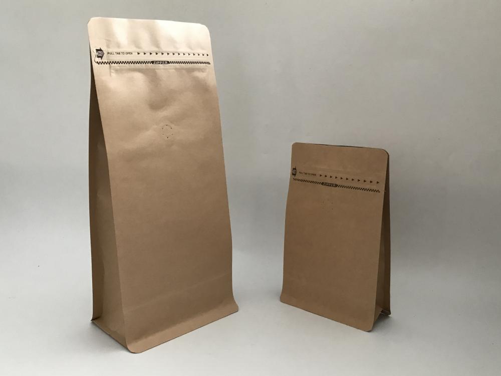 Kraft Paper Flat Bottom Pouch With Pocket Zipper