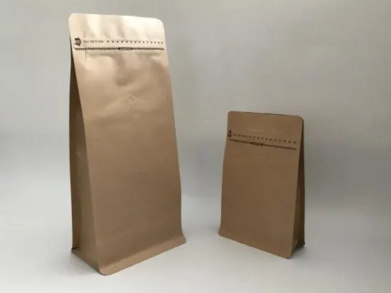 Flat Bottom Ziplock Kraft Paper Pouch with Valve