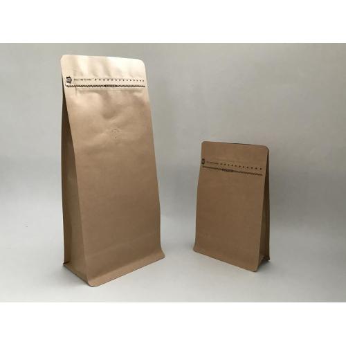 Flat Bottom Ziplock Kraft Paper Pouch dengan Valve