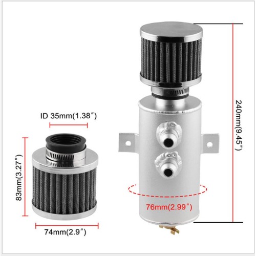 Tanque de depósito de latas de captura de aceite de 0.75L 10AN