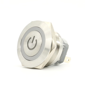 Pulsante ascensore 25mm 20A, momentaneo, impermeabile, testa piatta, simbolo di alimentazione, LED, CE IP65