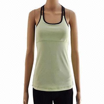 Women tank top, fit for sport and yoga, made of 87% nylon and 13% spandex, fashionable design