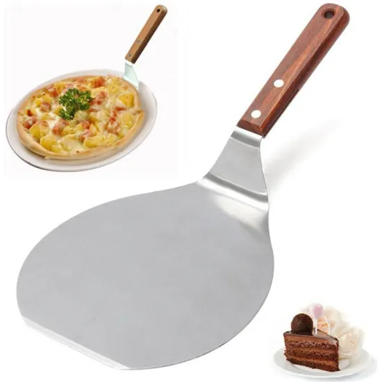 Customized shape Pizza Shovel Round pizza turning peel Stainless Steel pizza peel with wood handle