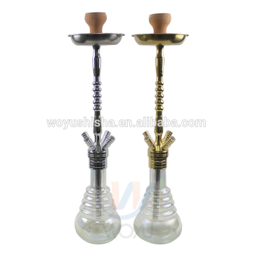 Guangzhou WOYU 4 hose zinc alloy shisha pipe glass hookah for sale