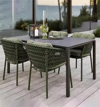 Outdoor Rattan Woven Metal Leg Table and Chair Set for Balcony or Courtyard