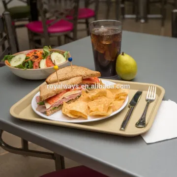 Cheap wholesale rectangle plastic serving tray, fast food dinner tray