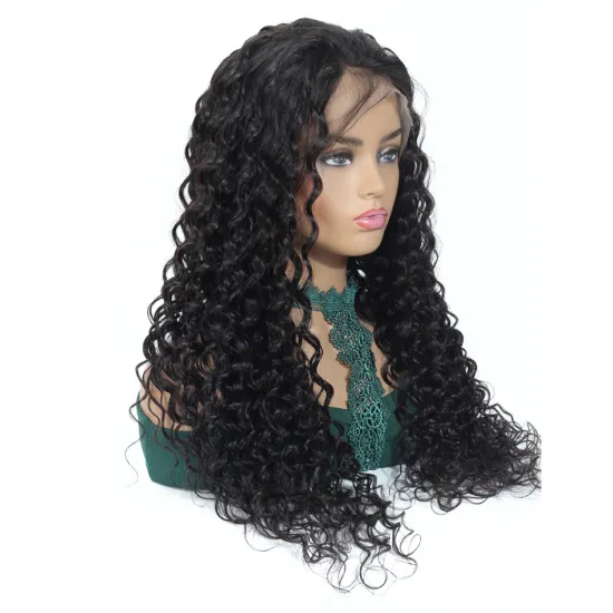 Double Weft 100% Human Hair Transparent Swiss Full Lace Wig Bleached Knots Cuticle Aligned Virgin Remy Indian Hair Wig Deep Wave