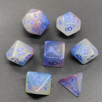เกมบอร์ดลูกเต๋าส่องสว่าง DND RPG หอคอยลูกเต๋า Polyhedral อะคริลิคไล่ระดับสีรอบลูกเต๋า