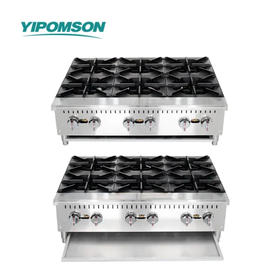 Custom 6-burner range for soup pasta frying