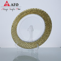 Gold clear glass charger plates wedding dinner plates