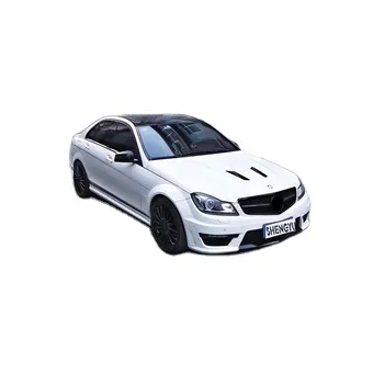 Car Bumper Kit with Grille, Exhaust Pipe, Side Skirt, and Front Bumper for Benz C Class W204 to C63 AMG Style