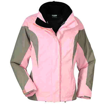 Solid Color Ski Jacket for Lady with Contrast Cuts, Customized Sizes, Colors, Printing Accepted