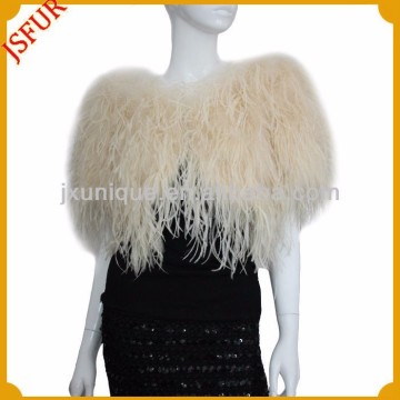 2015 New style fashion colorful ostrich fur cape made of real ostrich feather cape