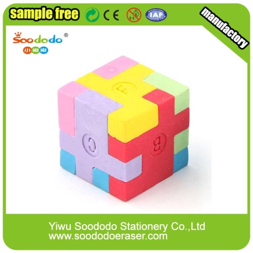 TPR Mini coloré 3D assemblé Puzzle Cube Eraser